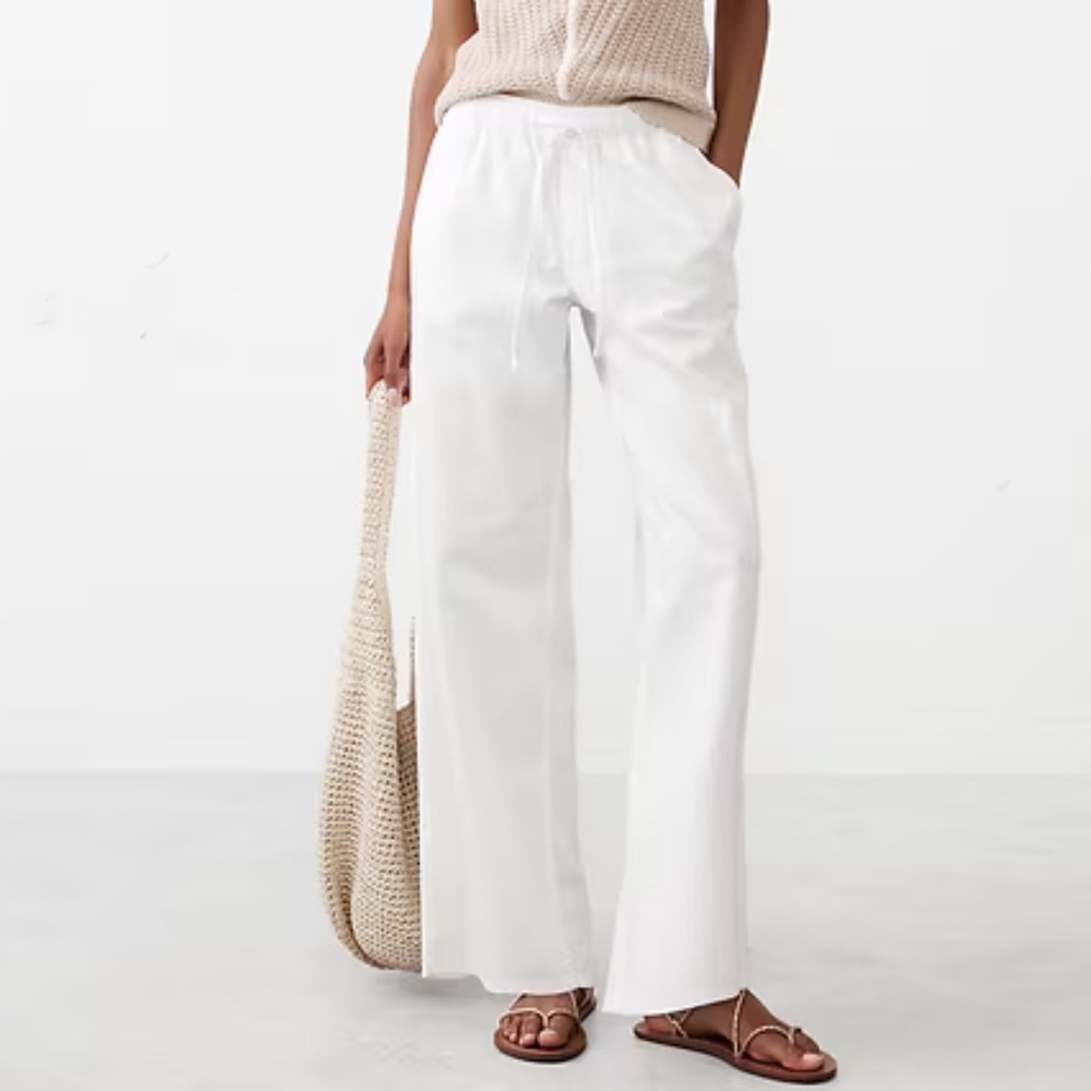 BANANA REPUBLIC WHITE WIDE-LEG MID-RISE SUMMERWEIGHT PULL-ON JEAN - worn twice